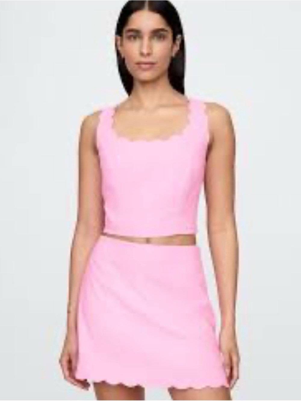 GAP Bubblegum Pink Scallop Neck Crop Top